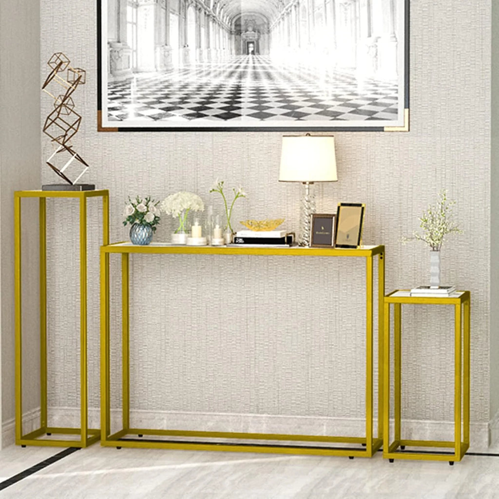 Narrow Faux Marble Sofa Table Set of 3 J175