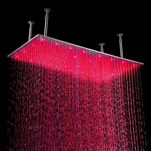 Oil Rubbed Bronze Ceiling Mount Rainfall LED Shower Head with Shower Arm X81351