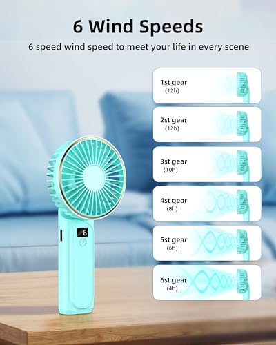 Portable Handheld Fan, 4000mAh, 180° Adjustable, 6 Speed, Foldable G681