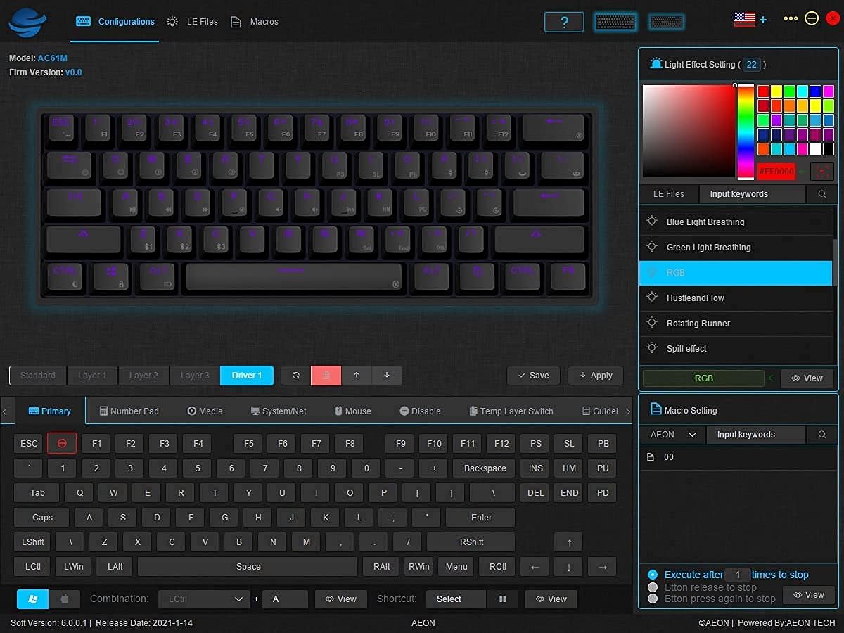 GK61 Mechanical Gaming Keyboard, 61 Keys Aluminum Case PBT Keycap Hot Swappable RGB Backlight U44719