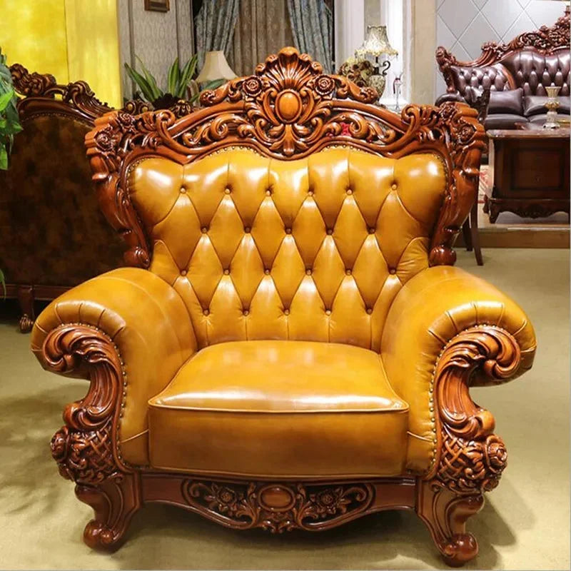 Antique Genuine Leather Sofa Set U7414
