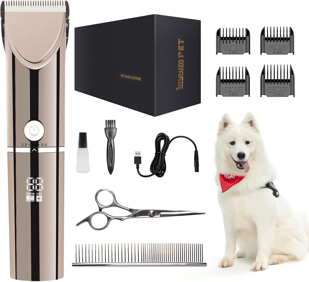 Cordless Dog Clippers for Grooming Pet Hair Trimmer, Rechargeable Electric Shaver, Pack of 2 I576189