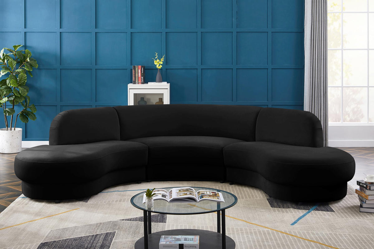 Black Velvet Sectional Sofa I743671