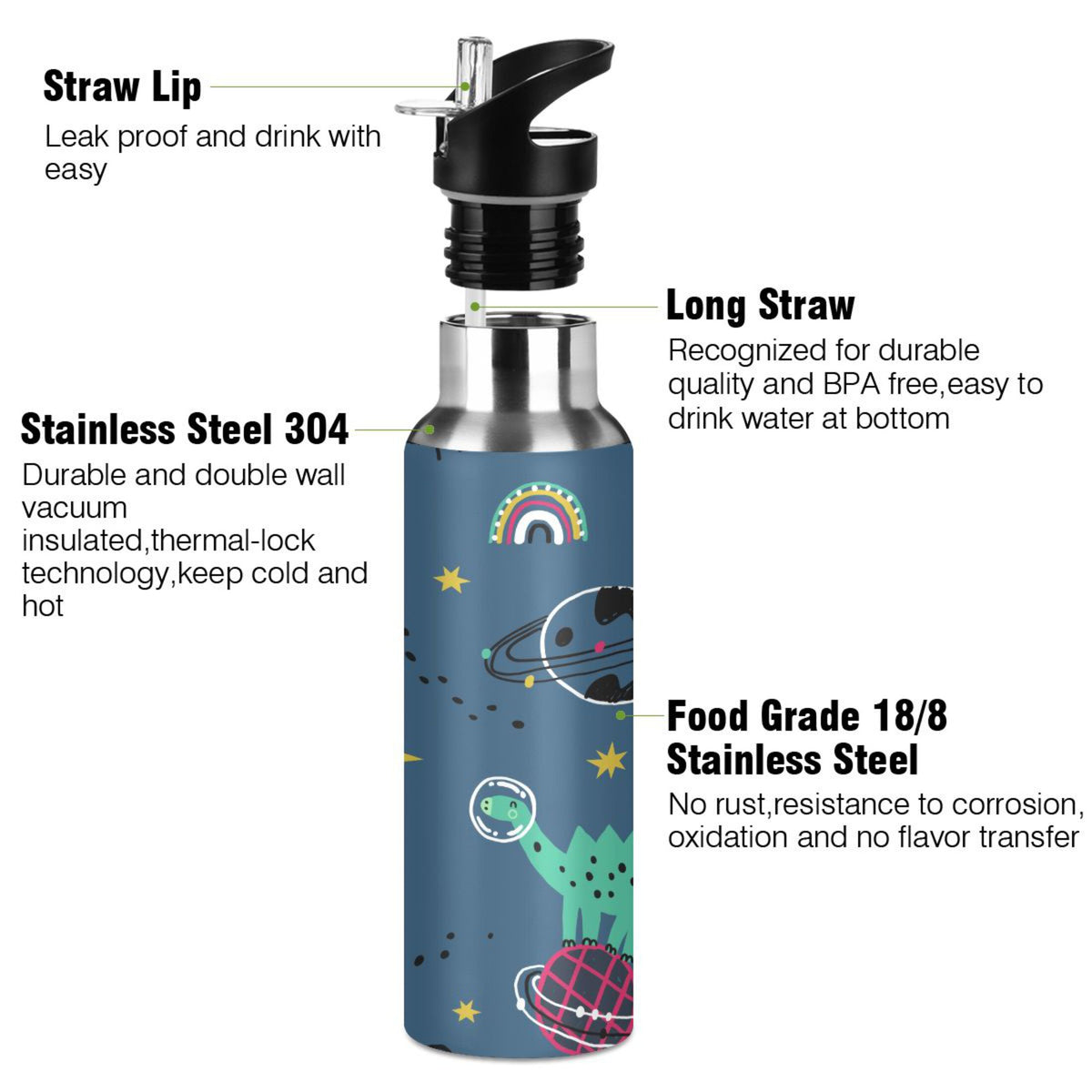 Stainless Steel Insulated Water Bottle with Straw Lid S2816