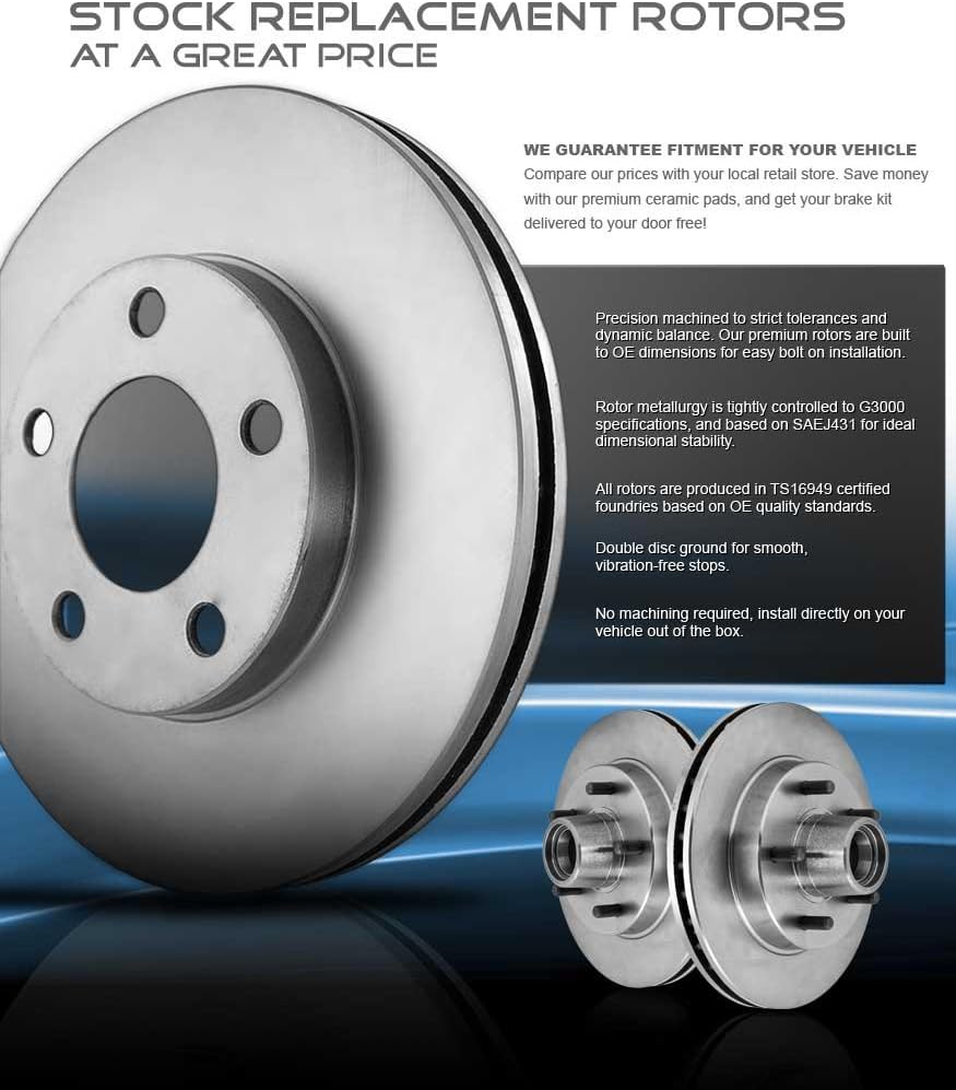 Front 308 mm 5 Lug Brake Disc Rotors with Ceramic Brake Pads J789616