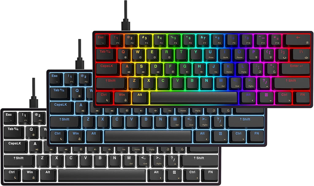 GK61 Mechanical Gaming Keyboard, 61 Keys Aluminum Case PBT Keycap Hot Swappable RGB Backlight U44719