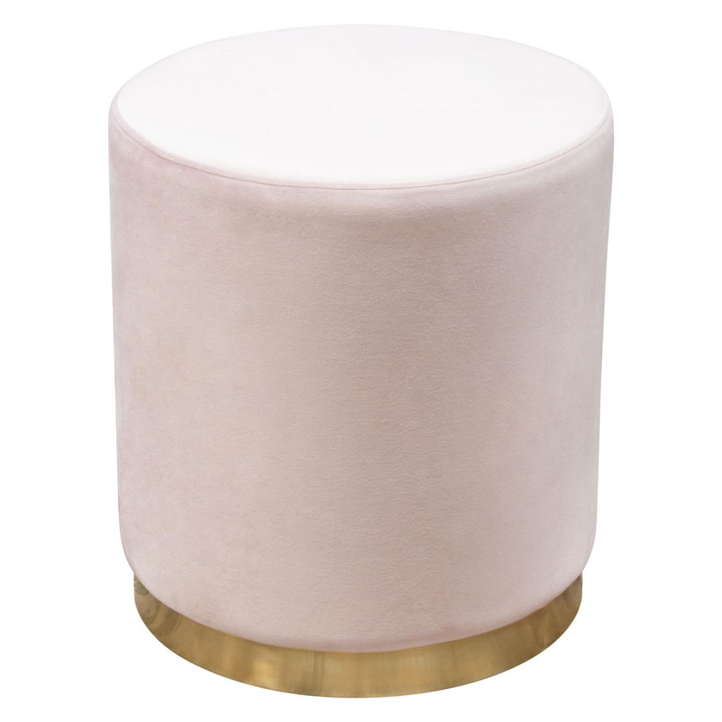Blush Pink Velvet Round Accent Ottoman B582