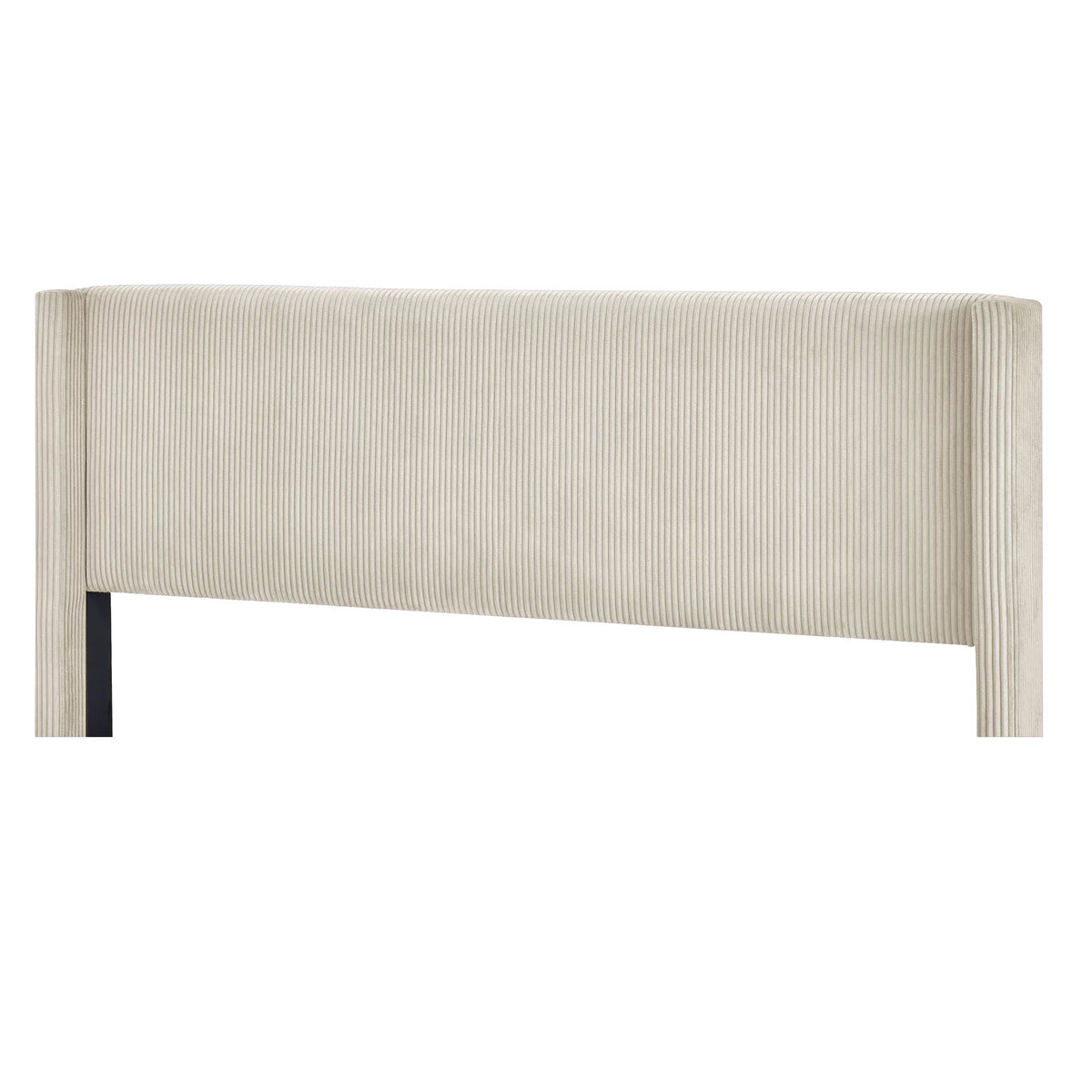 Beige Queen Corduroy Upholstered Platform Bed Frame with Headboard U1885