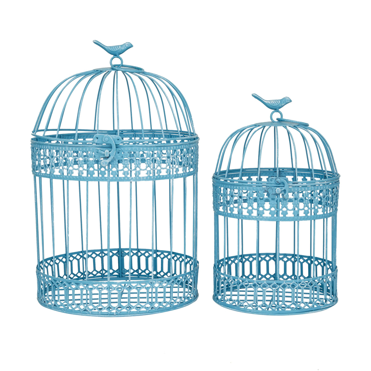Blue or White Metal Birdcage Set of 2 R92557
