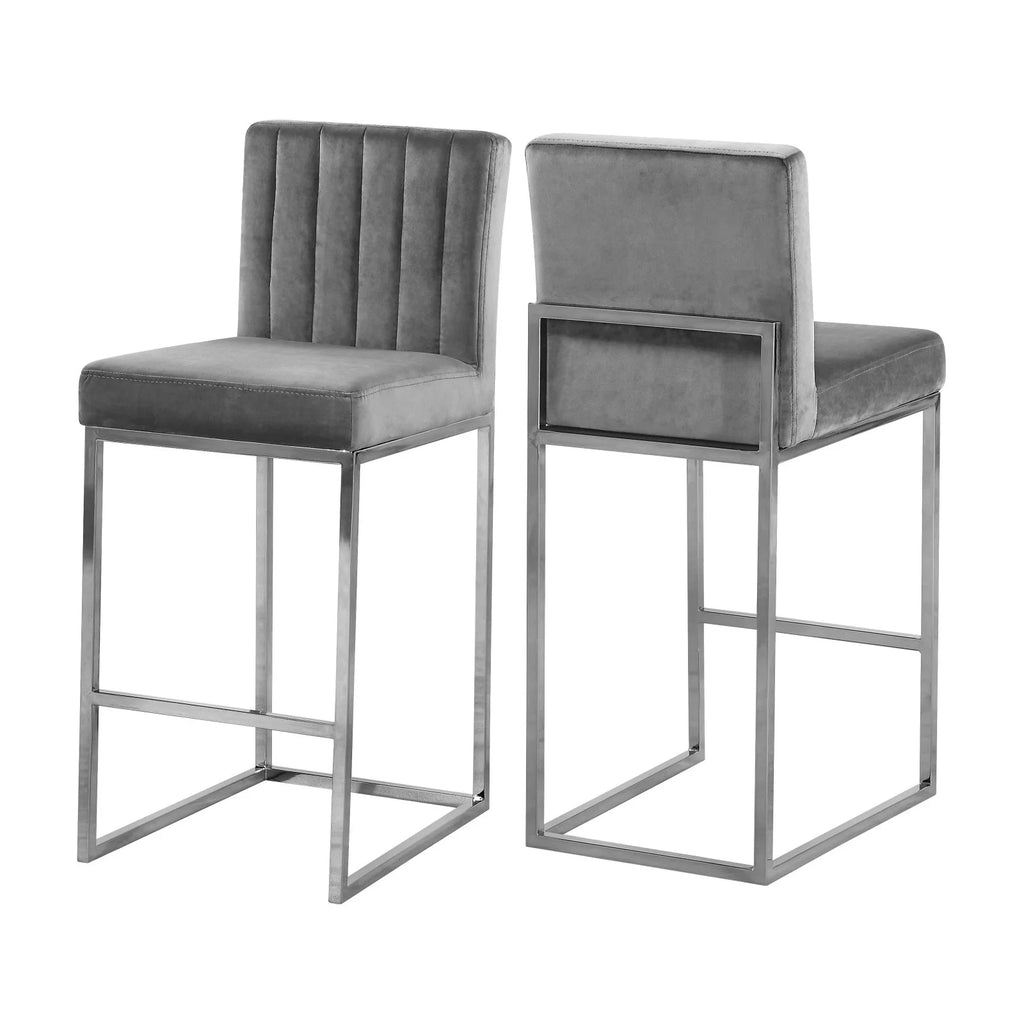 Gray Velvet Counter Stool V743378