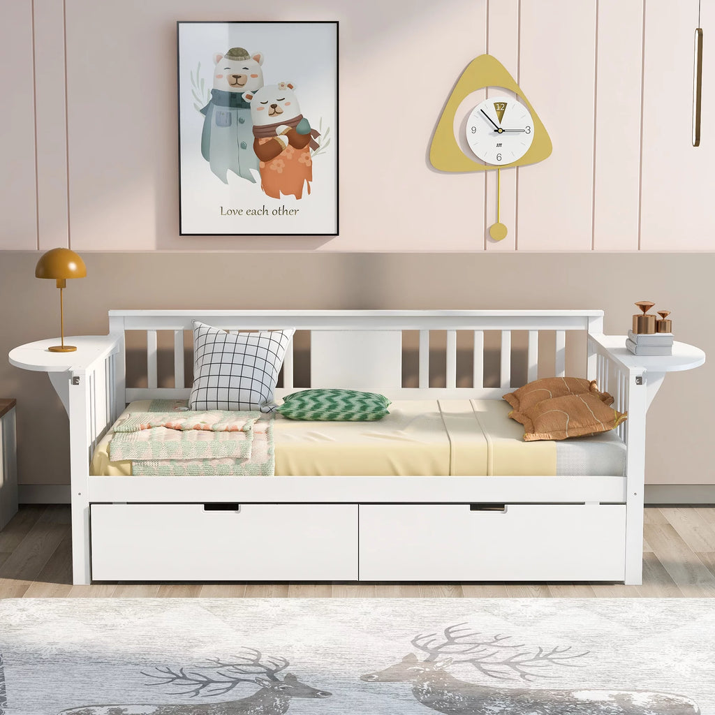 Twin Size White Daybed with Two Drawers E450858