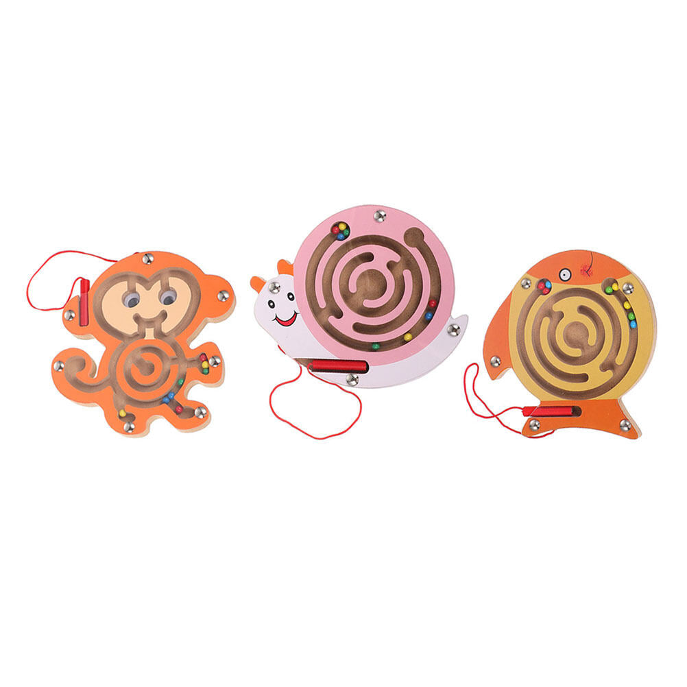 3 Pcs Wooden Rolling Bead Maze Puzzling Toys X38482