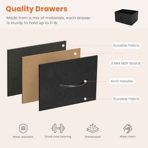 Black 5 Drawer Fabric Dresser Y848296