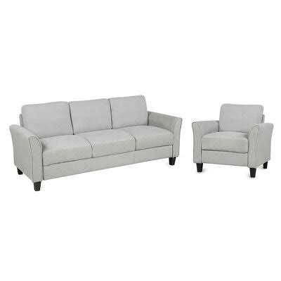 Light Gray Linen Blend 2 Pieces Sofa Set Q4502