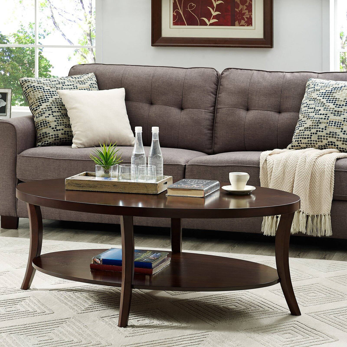Espresso 3Pc Oval Coffee Table and End Table Set N6909