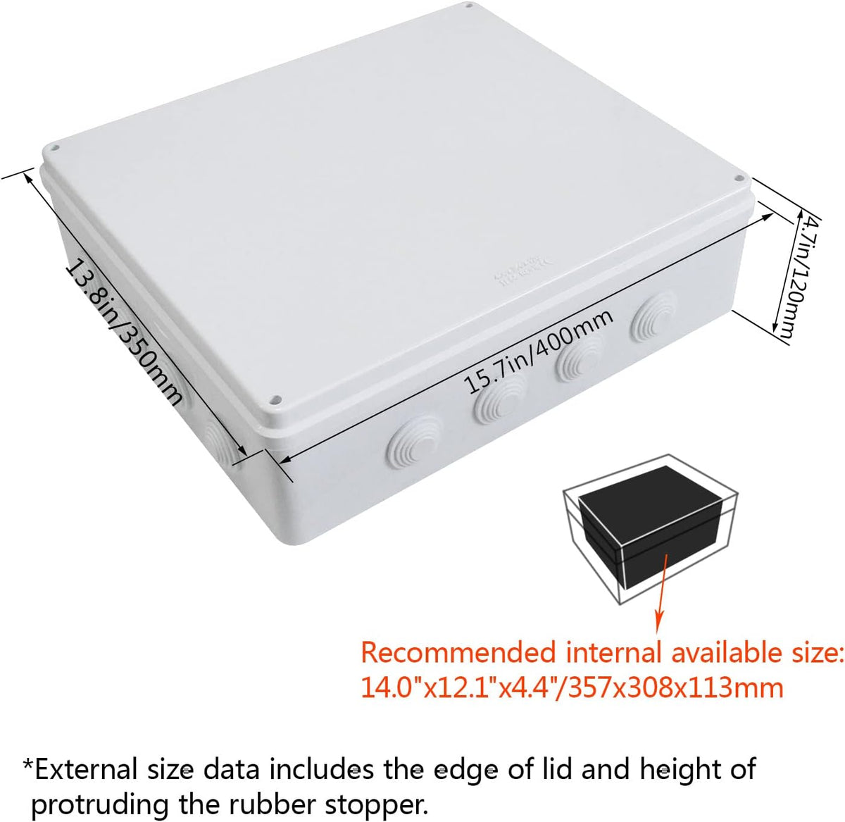 White ABS Plastic IP65 Junction Box Electrical Project Enclosure 15.7 x 13.8 x 4.7 inch Pack of 2 S90772