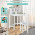 Wooden Desk and Chair Set with Hutch and Bookshelf T789179