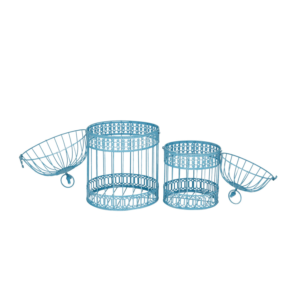 Blue or White Metal Birdcage Set of 2 R92557