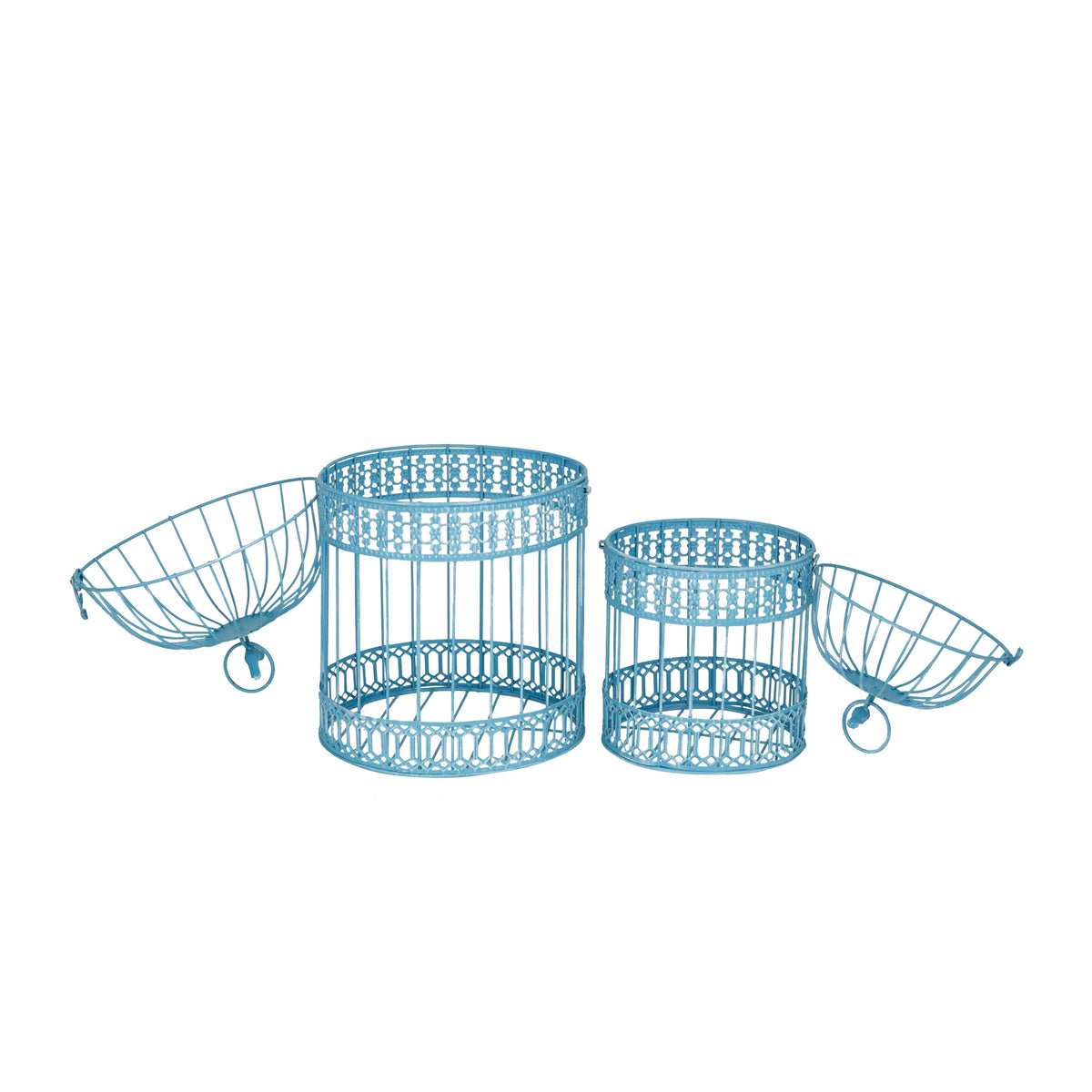Blue or White Metal Birdcage Set of 2 R92557