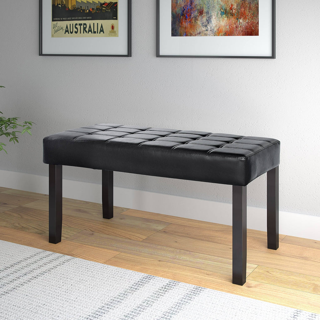 24-Panel Bench in Leatherette Brown N106