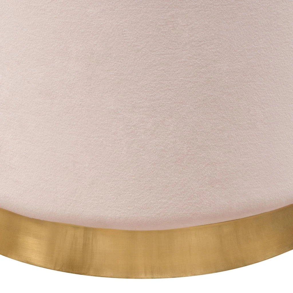Blush Pink Velvet Round Accent Ottoman B582