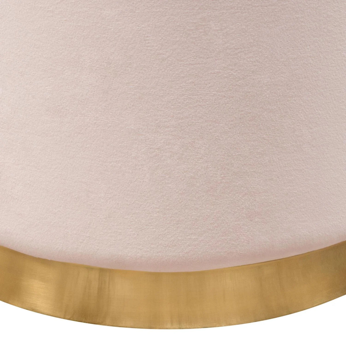 Blush Pink Velvet Round Accent Ottoman B582