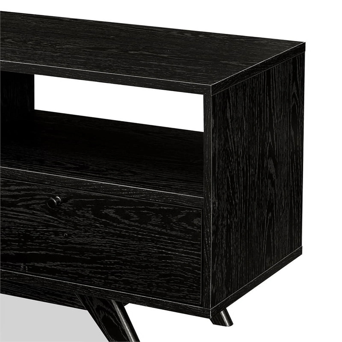 70" Black Wood TV Stand with Storage F858027