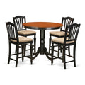 Black Counter Height Pub Table and 4 Bar Stool Set E6047