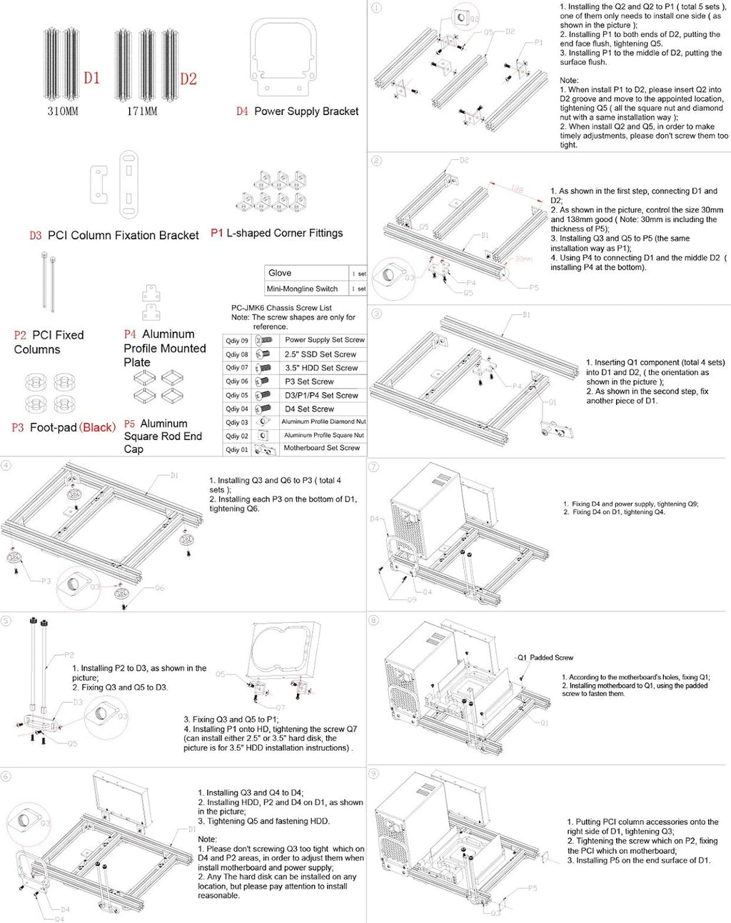 Open Air Frame Computer Case Aluminum Bracket B966778