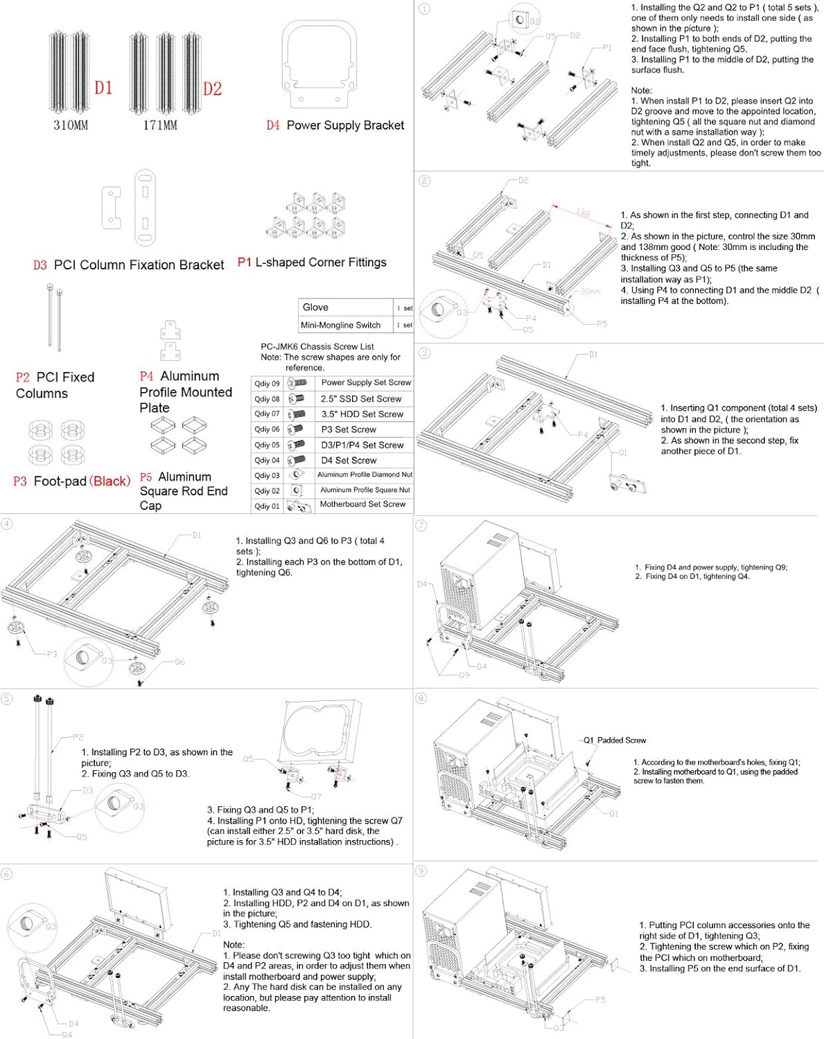 Open Air Frame Computer Case Aluminum Bracket B966778