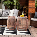 Patio Bamboo Side Table with Iron Tabletop Z48777