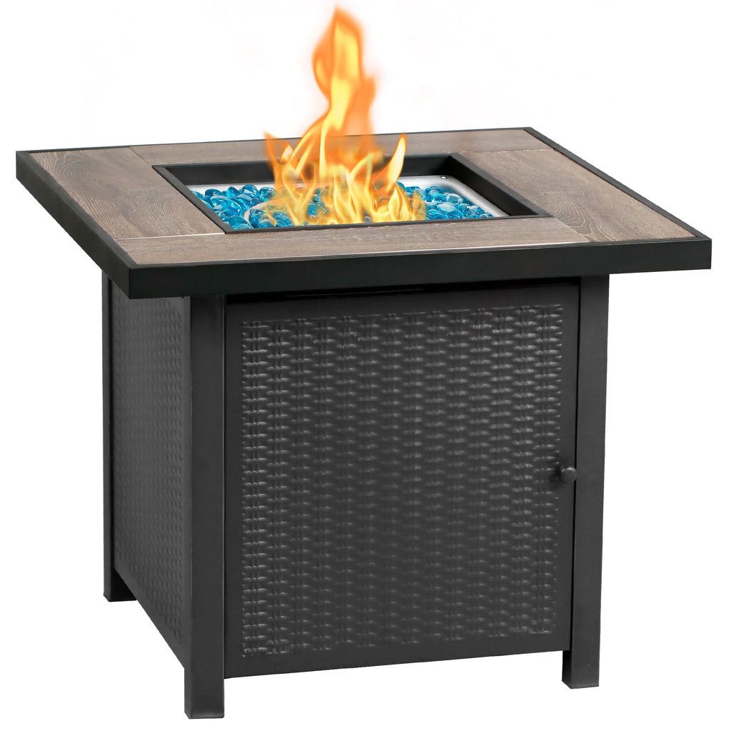 30'' Square Propane Gas Fire Pit Table Black W27665