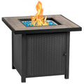 30'' Square Propane Gas Fire Pit Table Black W27665