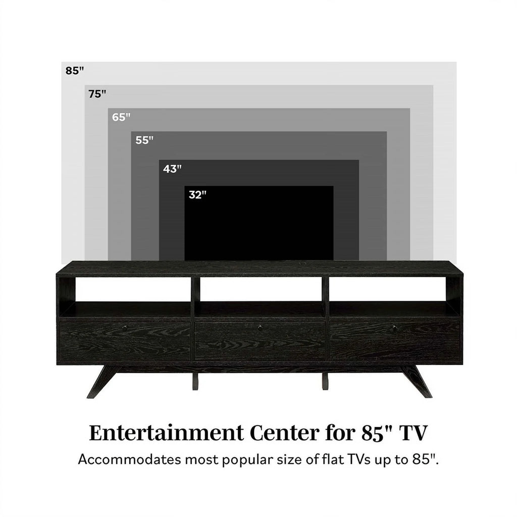 70" Black Wood TV Stand with Storage F858027
