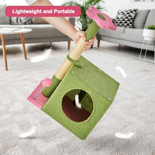 55 Inch Green Cat Tree Tower with Hammock and Scratching Post R667909