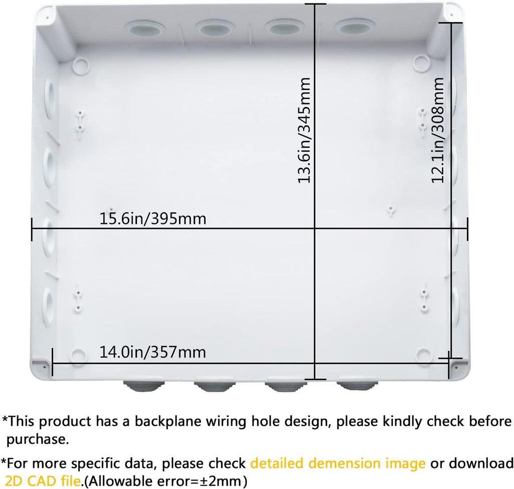White ABS Plastic IP65 Junction Box Electrical Project Enclosure 15.7 x 13.8 x 4.7 inch Pack of 2 S90772