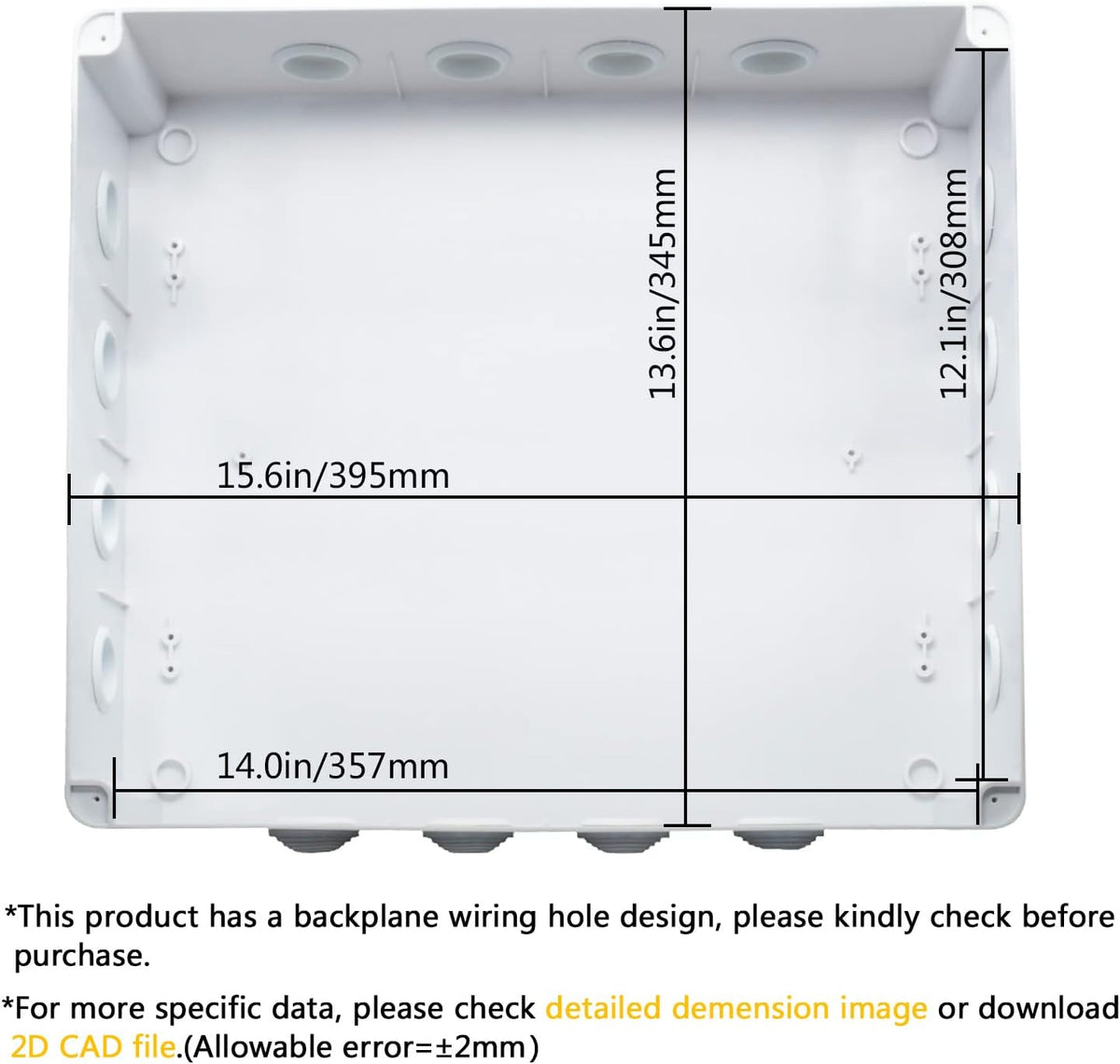 White ABS Plastic IP65 Junction Box Electrical Project Enclosure 15.7 x 13.8 x 4.7 inch Pack of 2 S90772