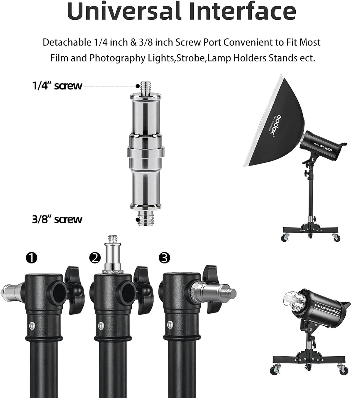 2 Pack Heavy Duty Aluminum Alloy Photography Light Stands Kit X626