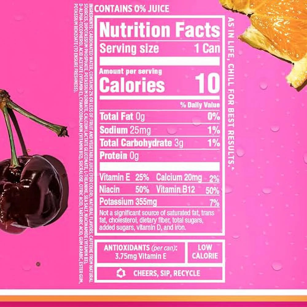 Sparkling Water with Vitamins & Electrolytes, Zero Sugar, 12 fl oz Cans (Pack of 12) Z8905