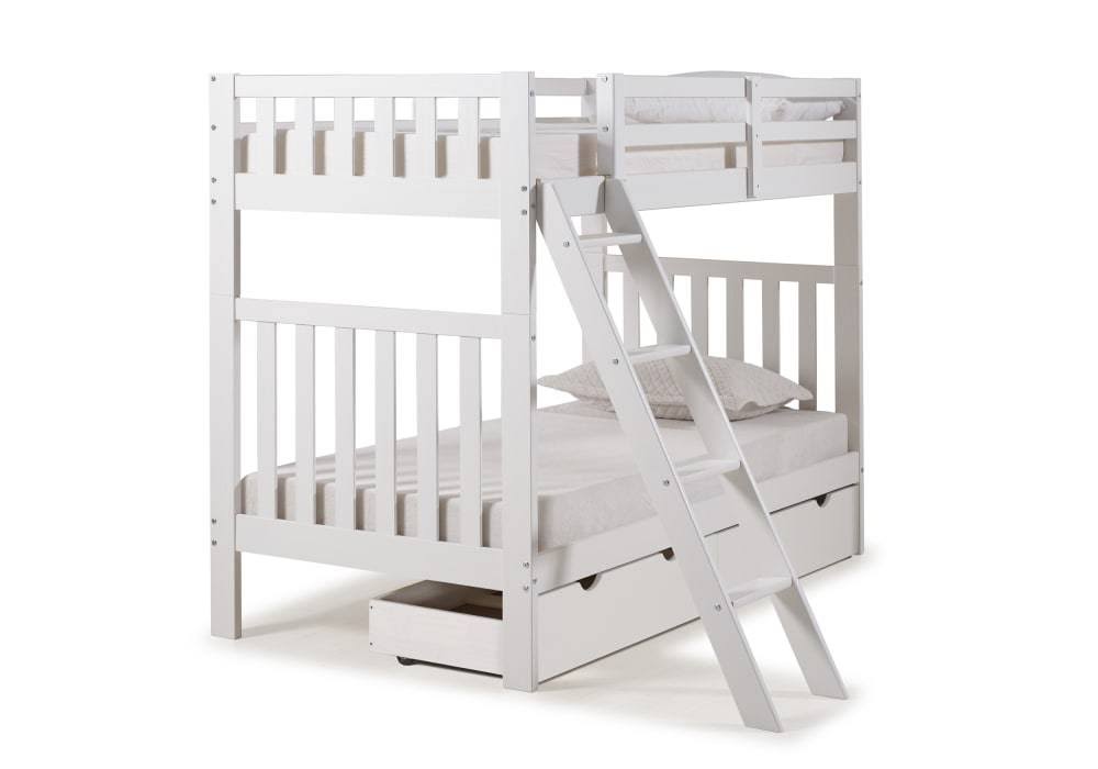 Twin Over Twin Bunk Bed with Storage Drawers, Dove Gray A206