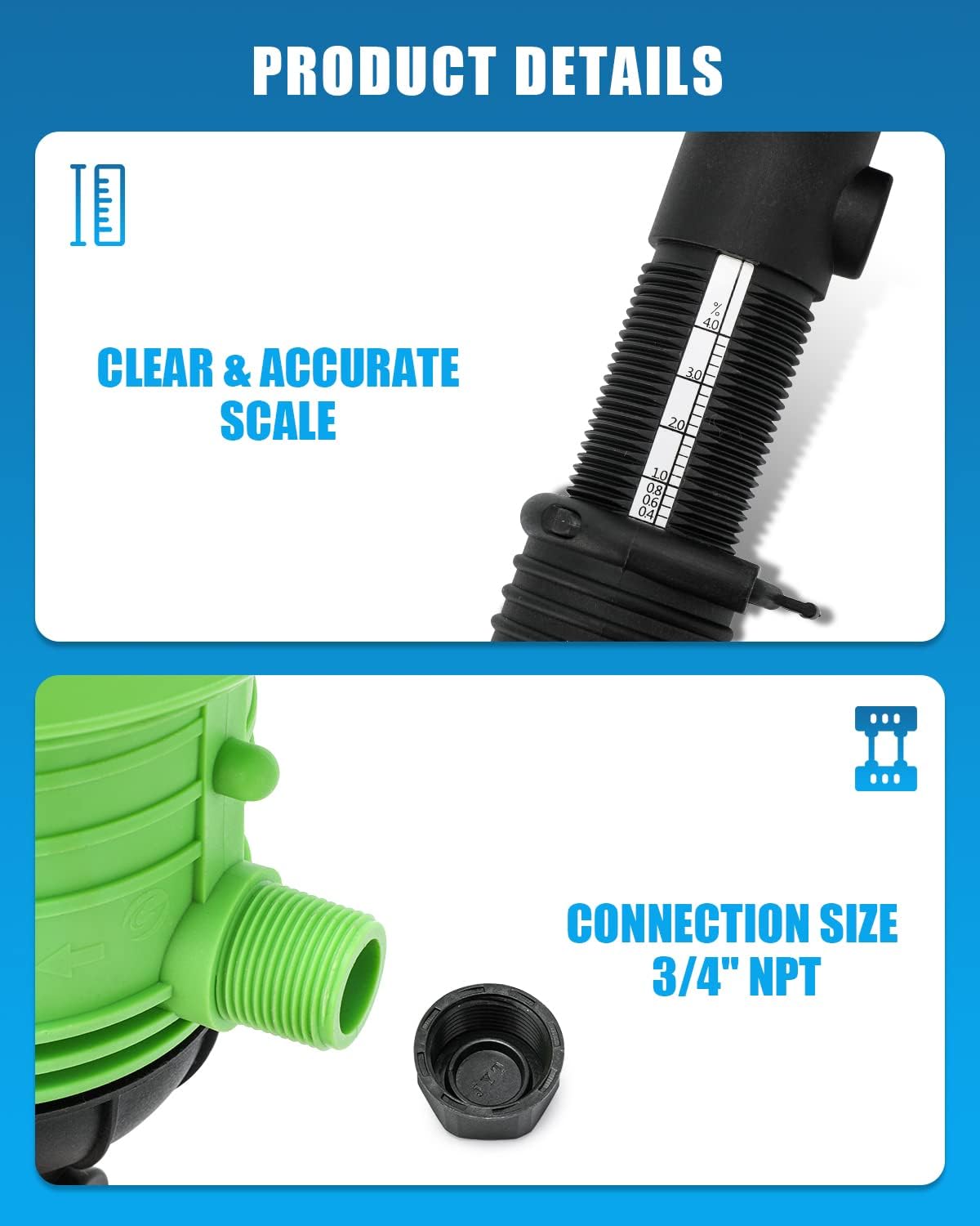 0.4%-4% Adjustable Fertilizer Injector Dosing Pump 3/4" NPT Y218298