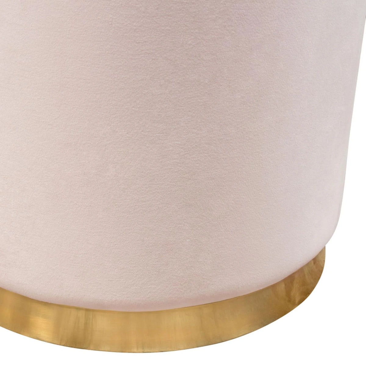 Blush Pink Velvet Round Accent Ottoman B582