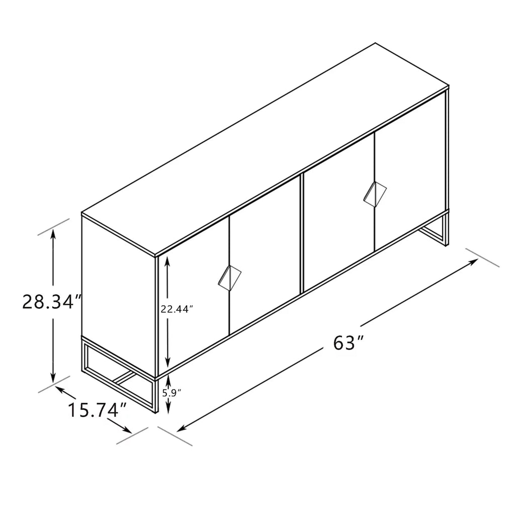 White Modern 4 Door Storage Sideboard Cabinet P919722