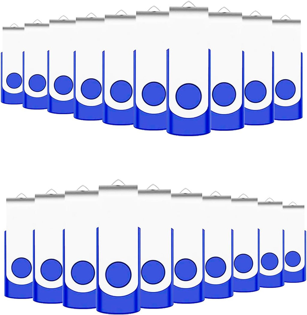 Blue Metal Swivel USB 2.0 Flash Drives 20 Pack A930