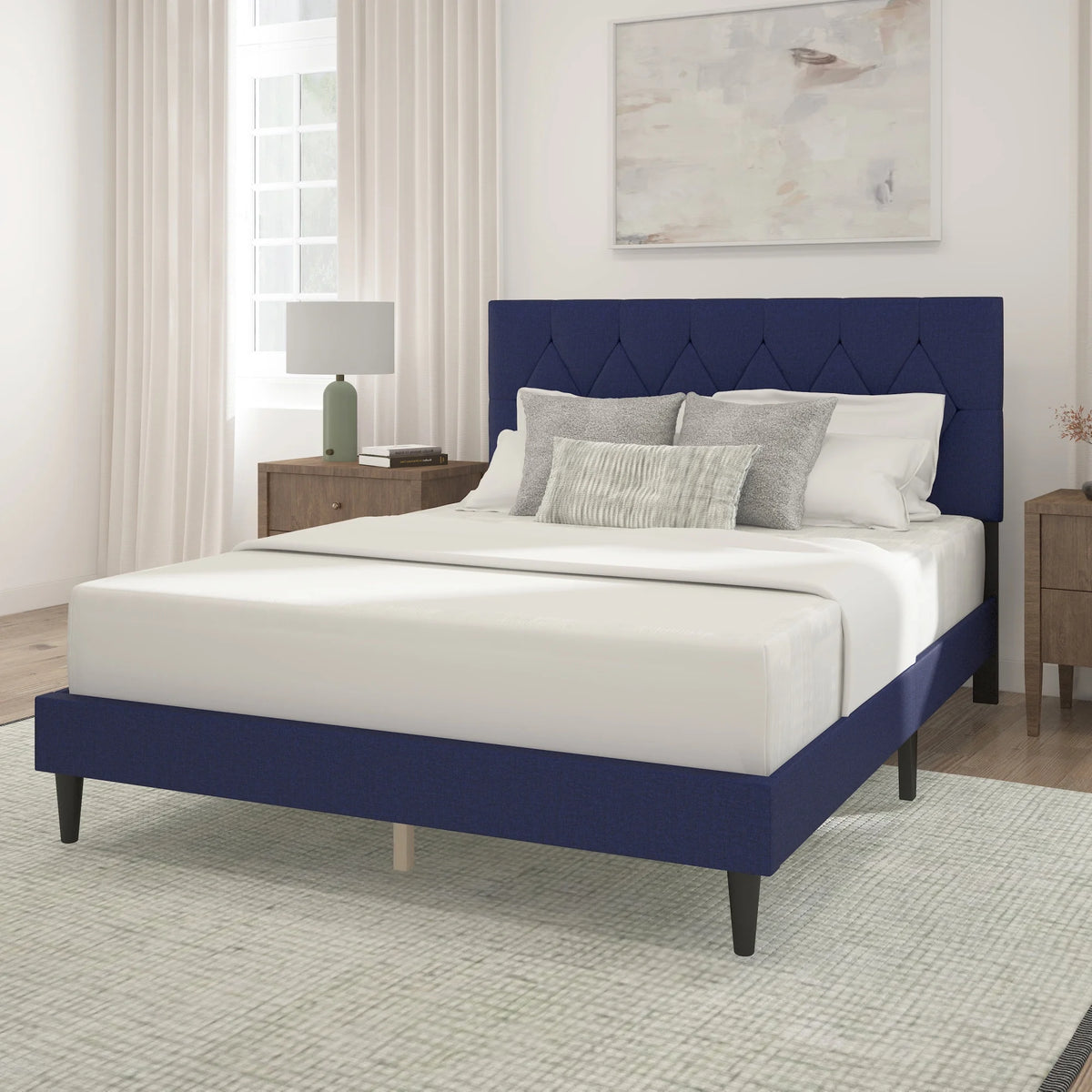 Gray Diamond Tufted Upholstered Queen Platform Bed B549499
