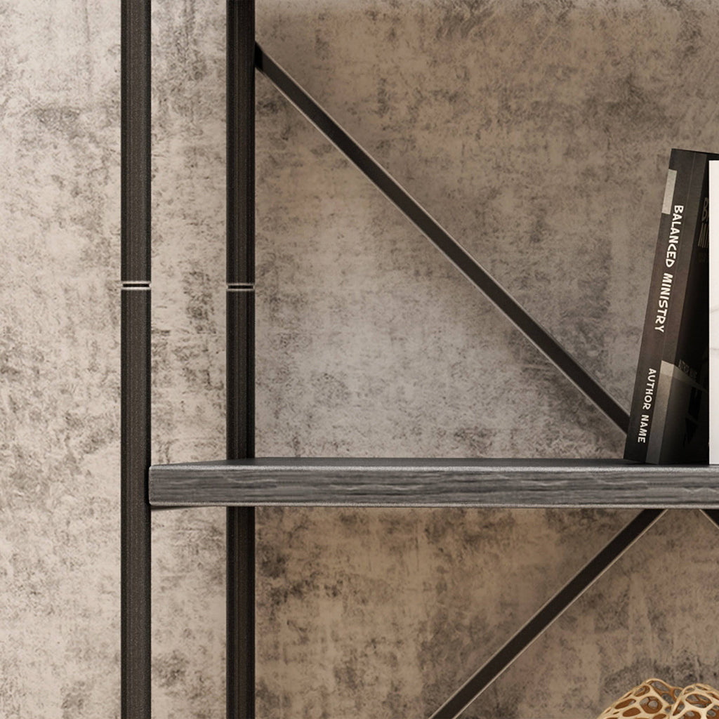 5-Shelf Wood & Metal Etagere Bookcase O277