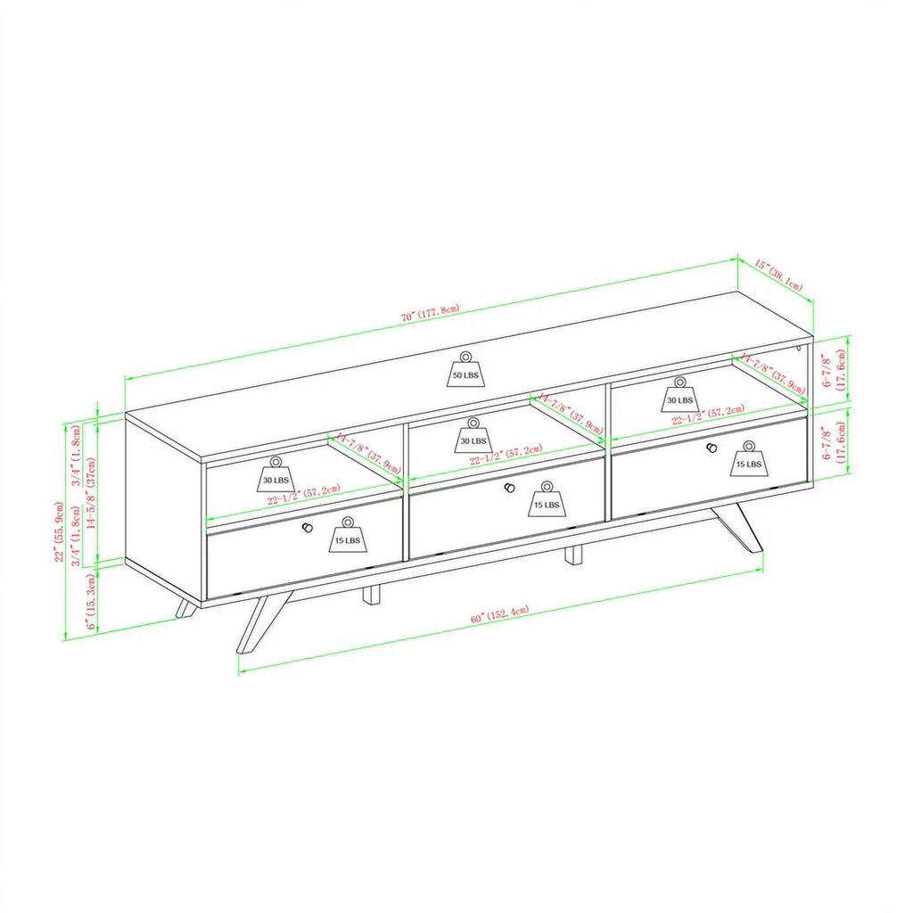 70" Black Wood TV Stand with Storage F858027