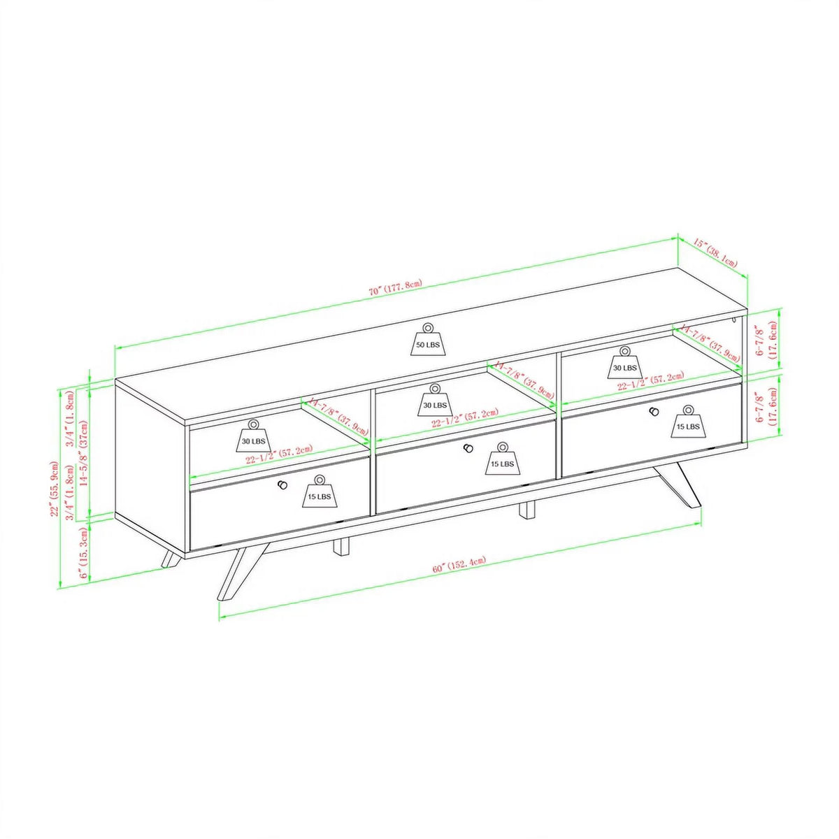 70" Black Wood TV Stand with Storage F858027