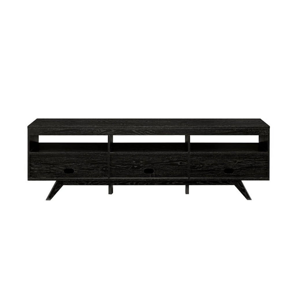 70" Black Wood TV Stand with Storage F858027