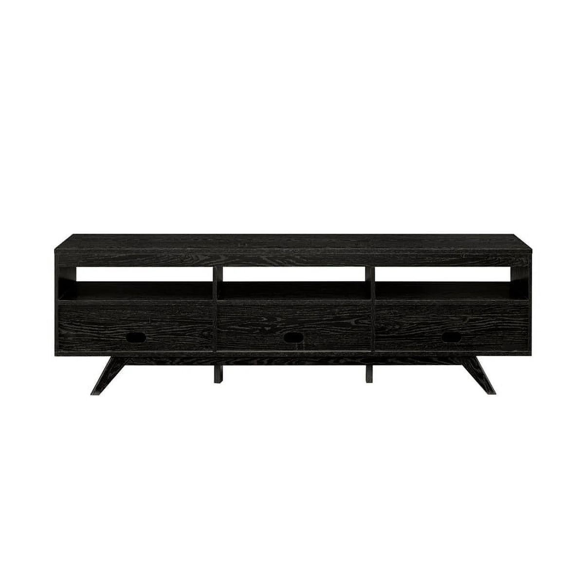 70" Black Wood TV Stand with Storage F858027